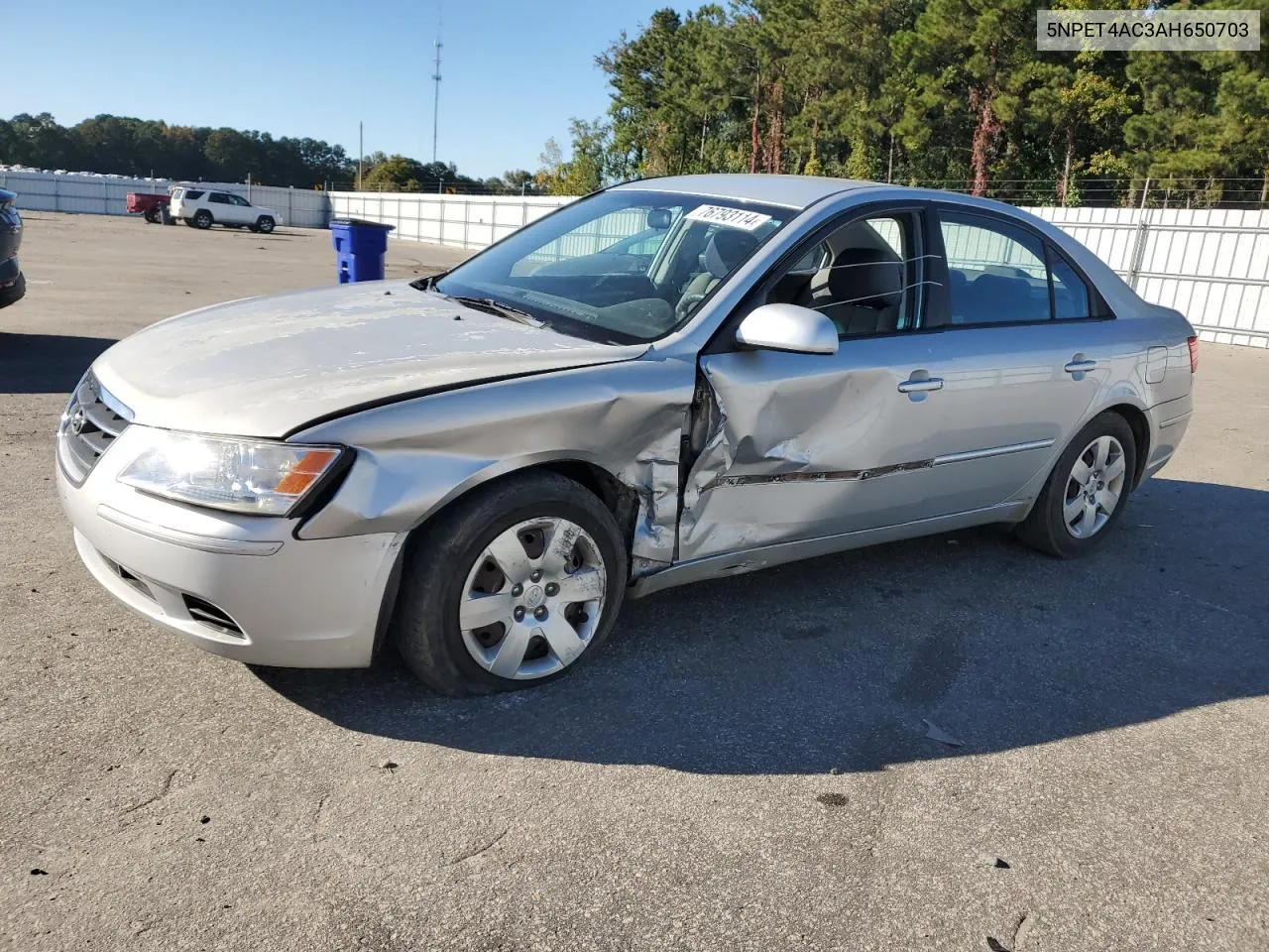 2010 Hyundai Sonata Gls VIN: 5NPET4AC3AH650703 Lot: 76793114