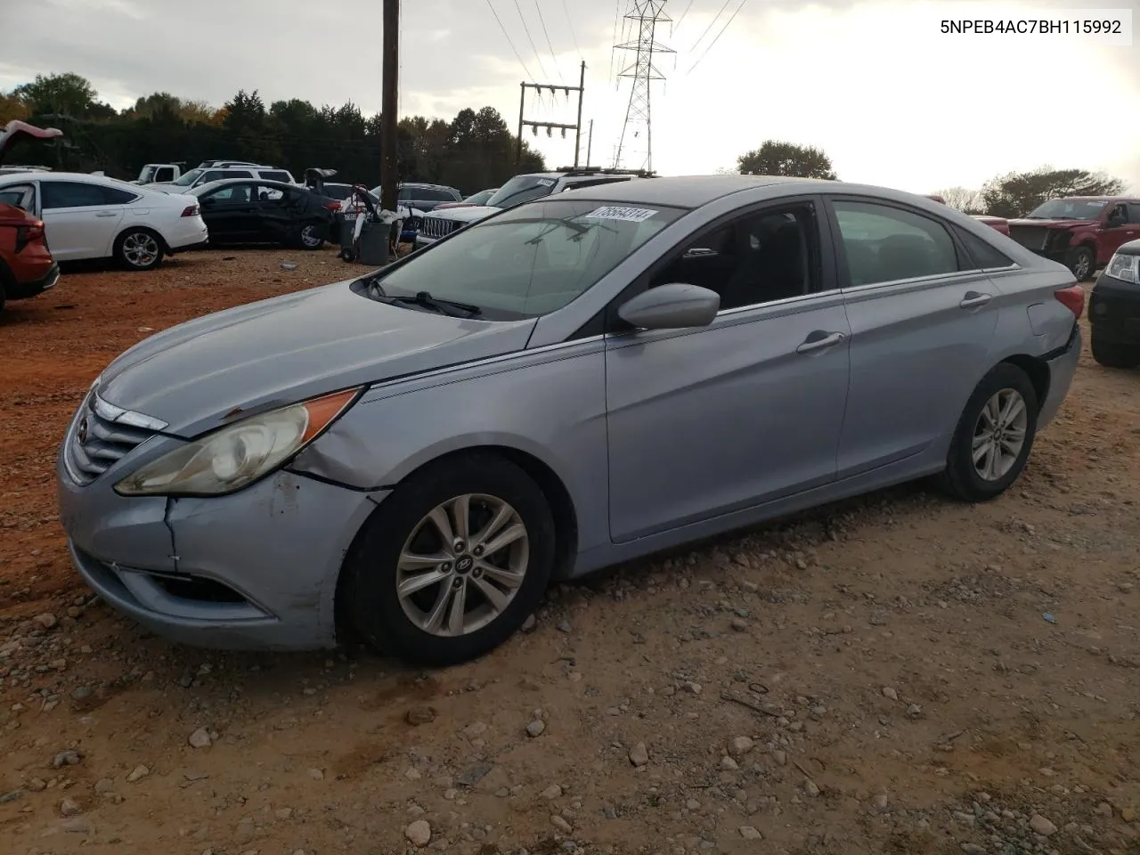 2011 Hyundai Sonata Gls VIN: 5NPEB4AC7BH115992 Lot: 78564314