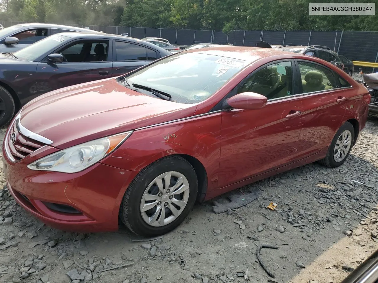 2012 Hyundai Sonata Gls VIN: 5NPEB4AC3CH380247 Lot: 67093044