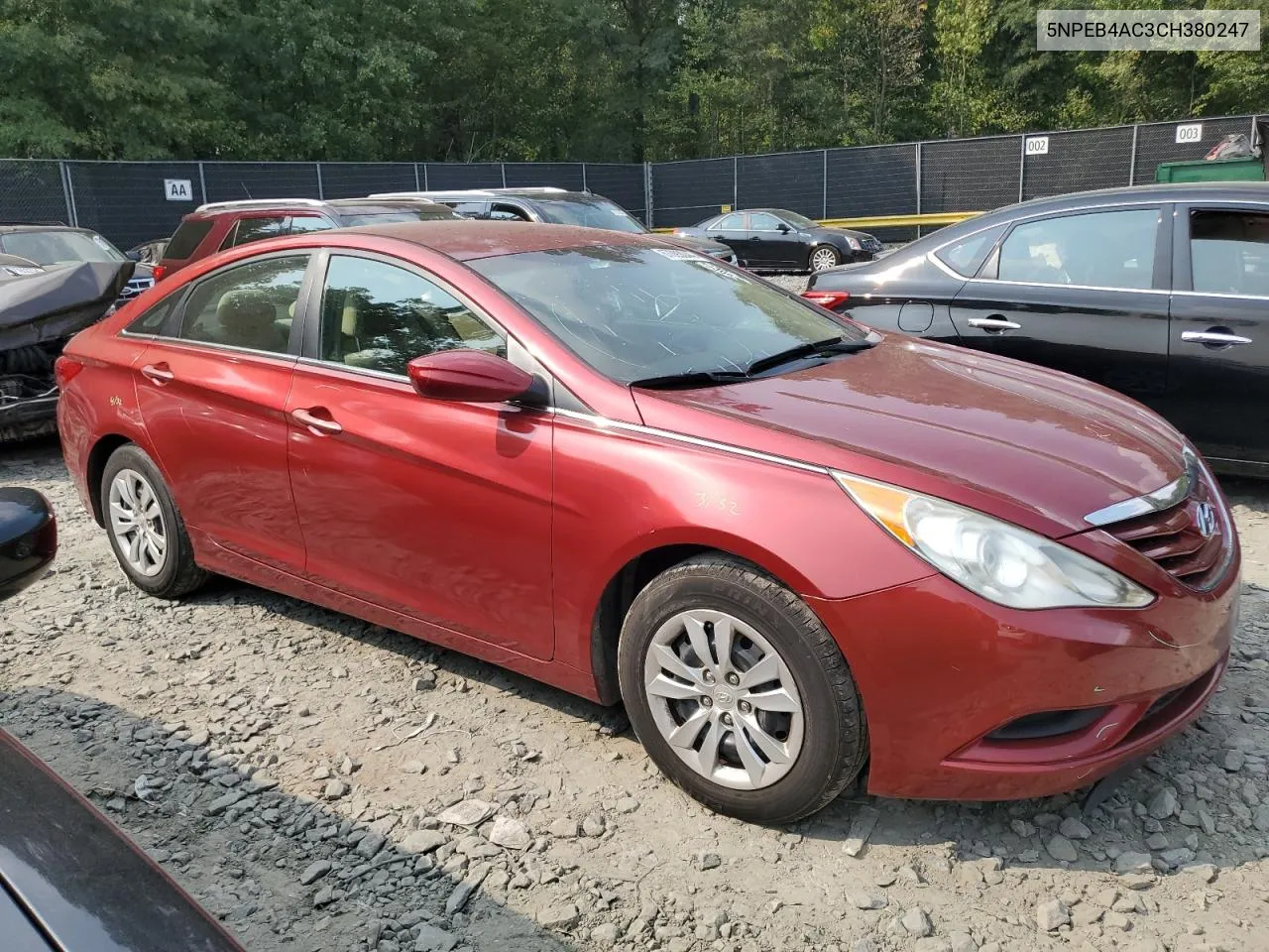 2012 Hyundai Sonata Gls VIN: 5NPEB4AC3CH380247 Lot: 67093044