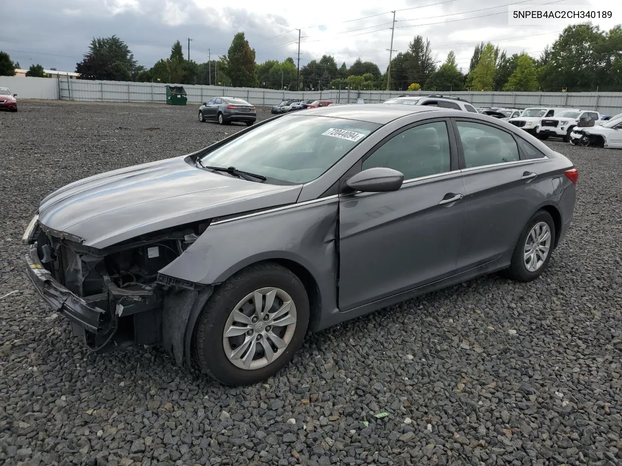 2012 Hyundai Sonata Gls VIN: 5NPEB4AC2CH340189 Lot: 72044094