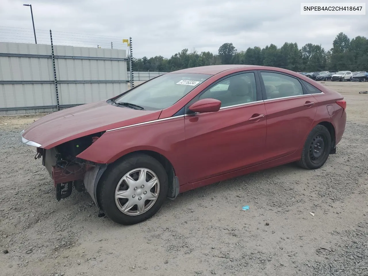 2012 Hyundai Sonata Gls VIN: 5NPEB4AC2CH418647 Lot: 72116334