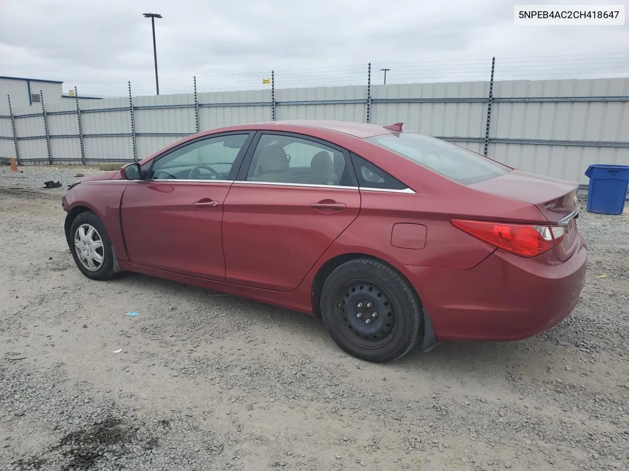 2012 Hyundai Sonata Gls VIN: 5NPEB4AC2CH418647 Lot: 72116334