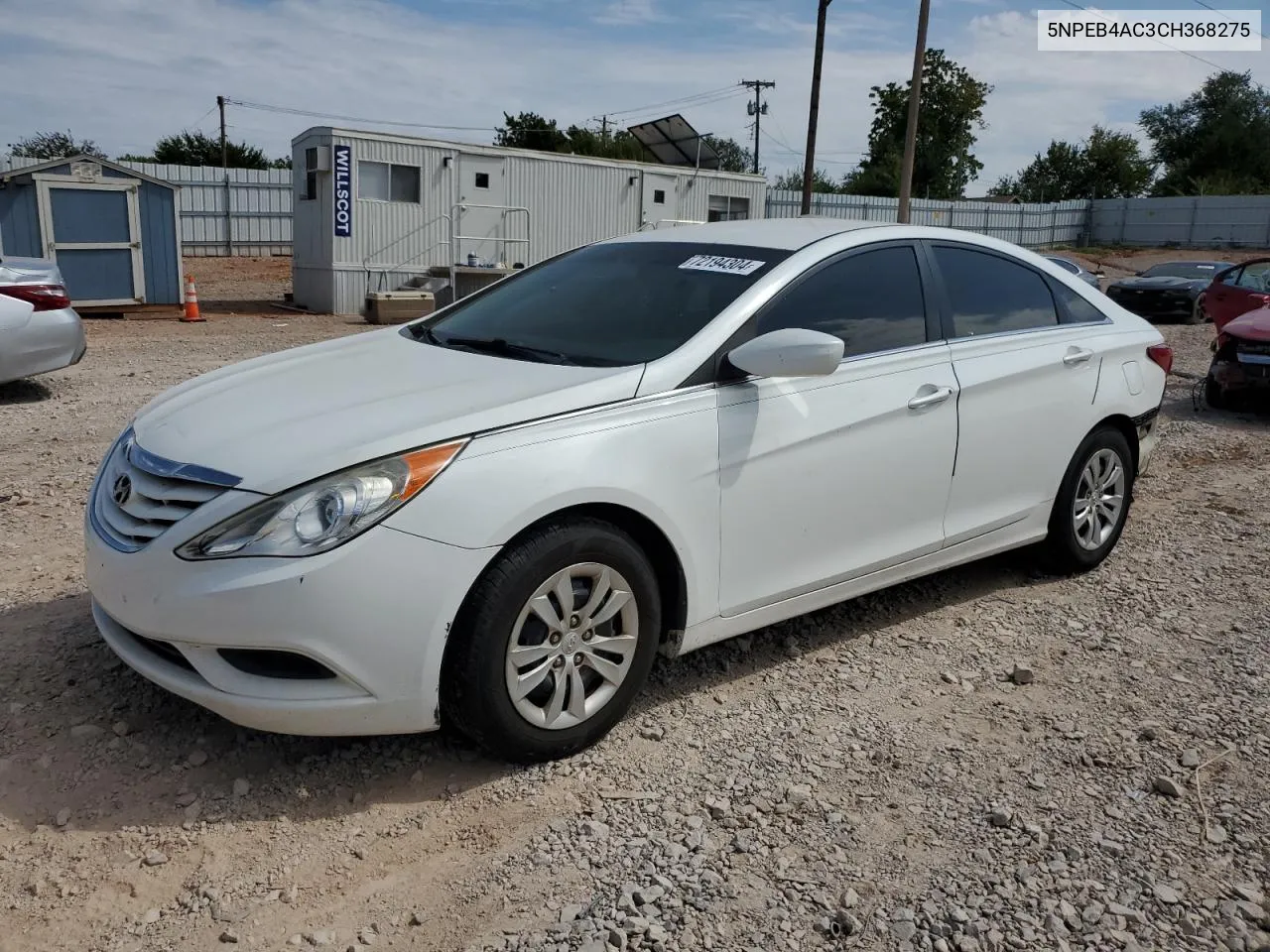 2012 Hyundai Sonata Gls VIN: 5NPEB4AC3CH368275 Lot: 72194304