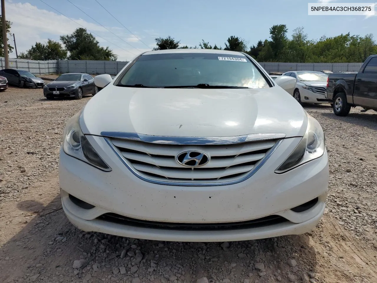 2012 Hyundai Sonata Gls VIN: 5NPEB4AC3CH368275 Lot: 72194304