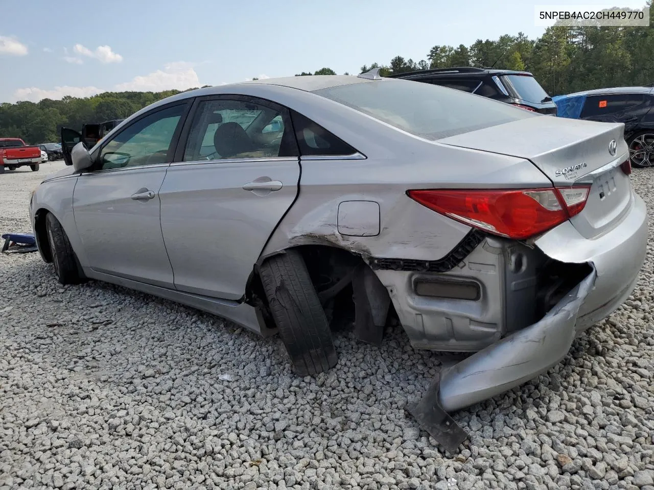 2012 Hyundai Sonata Gls VIN: 5NPEB4AC2CH449770 Lot: 72906944