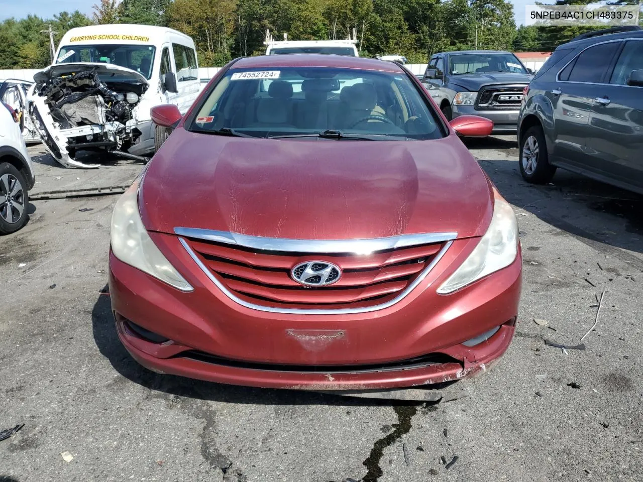 2012 Hyundai Sonata Gls VIN: 5NPEB4AC1CH483375 Lot: 74552724