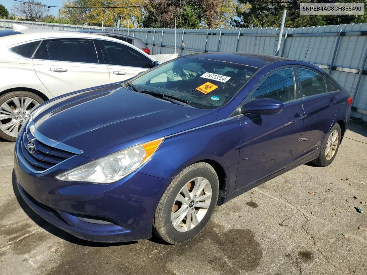 2012 Hyundai Sonata Gls VIN: 5NPEB4AC8CH355490 Lot: 74723254