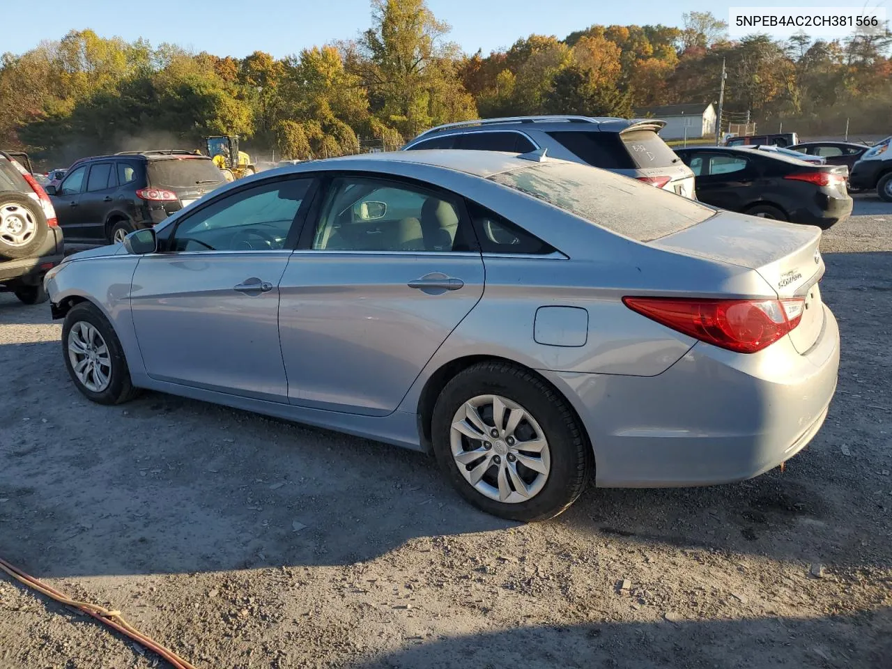 2012 Hyundai Sonata Gls VIN: 5NPEB4AC2CH381566 Lot: 77185864