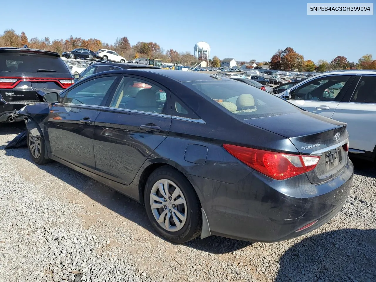 2012 Hyundai Sonata Gls VIN: 5NPEB4AC3CH399994 Lot: 77573754