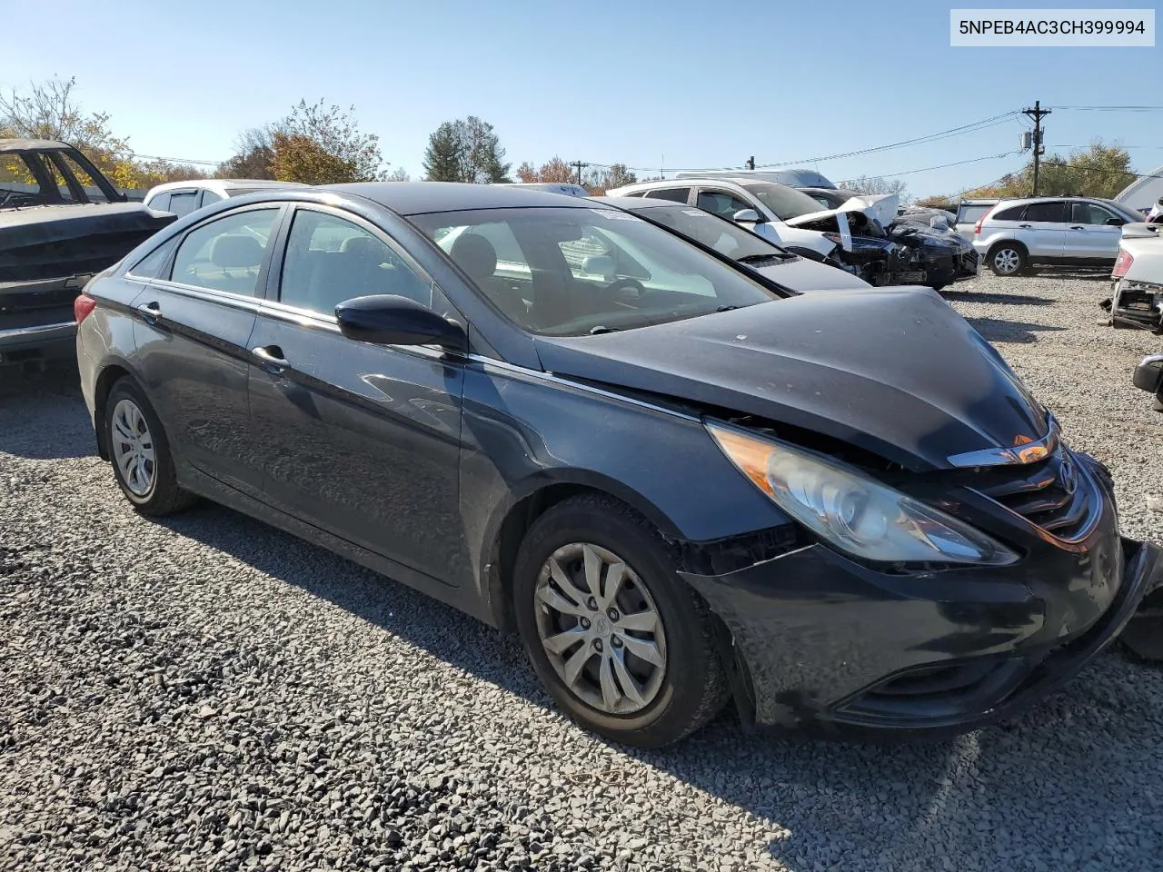 2012 Hyundai Sonata Gls VIN: 5NPEB4AC3CH399994 Lot: 77573754