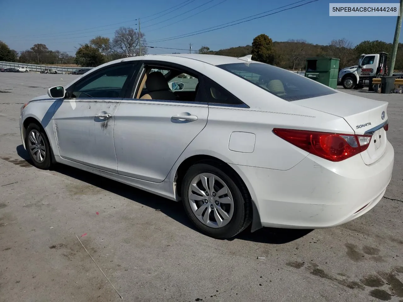 2012 Hyundai Sonata Gls VIN: 5NPEB4AC8CH444248 Lot: 77625404