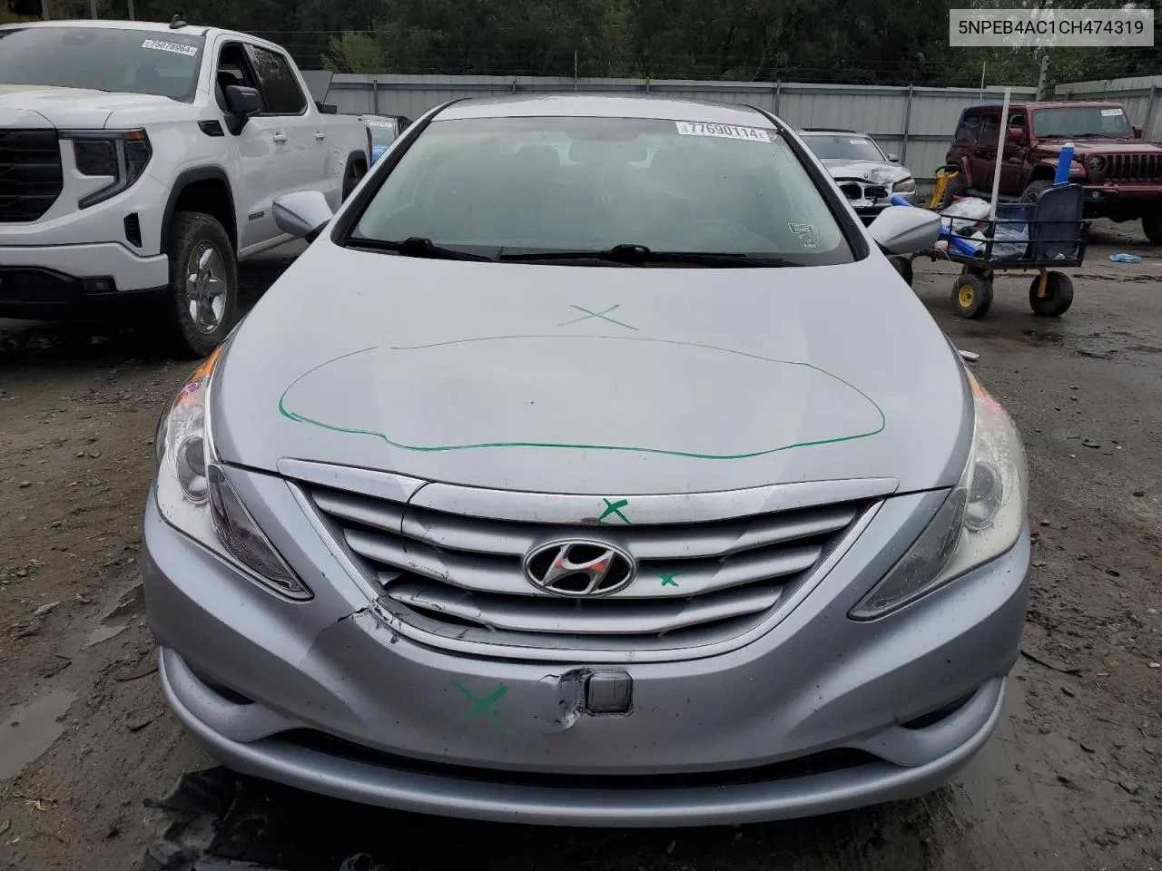 2012 Hyundai Sonata Gls VIN: 5NPEB4AC1CH474319 Lot: 77690114