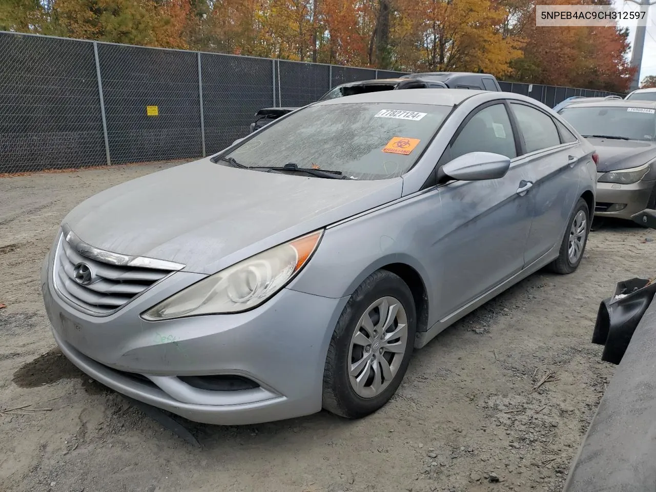 2012 Hyundai Sonata Gls VIN: 5NPEB4AC9CH312597 Lot: 77827124