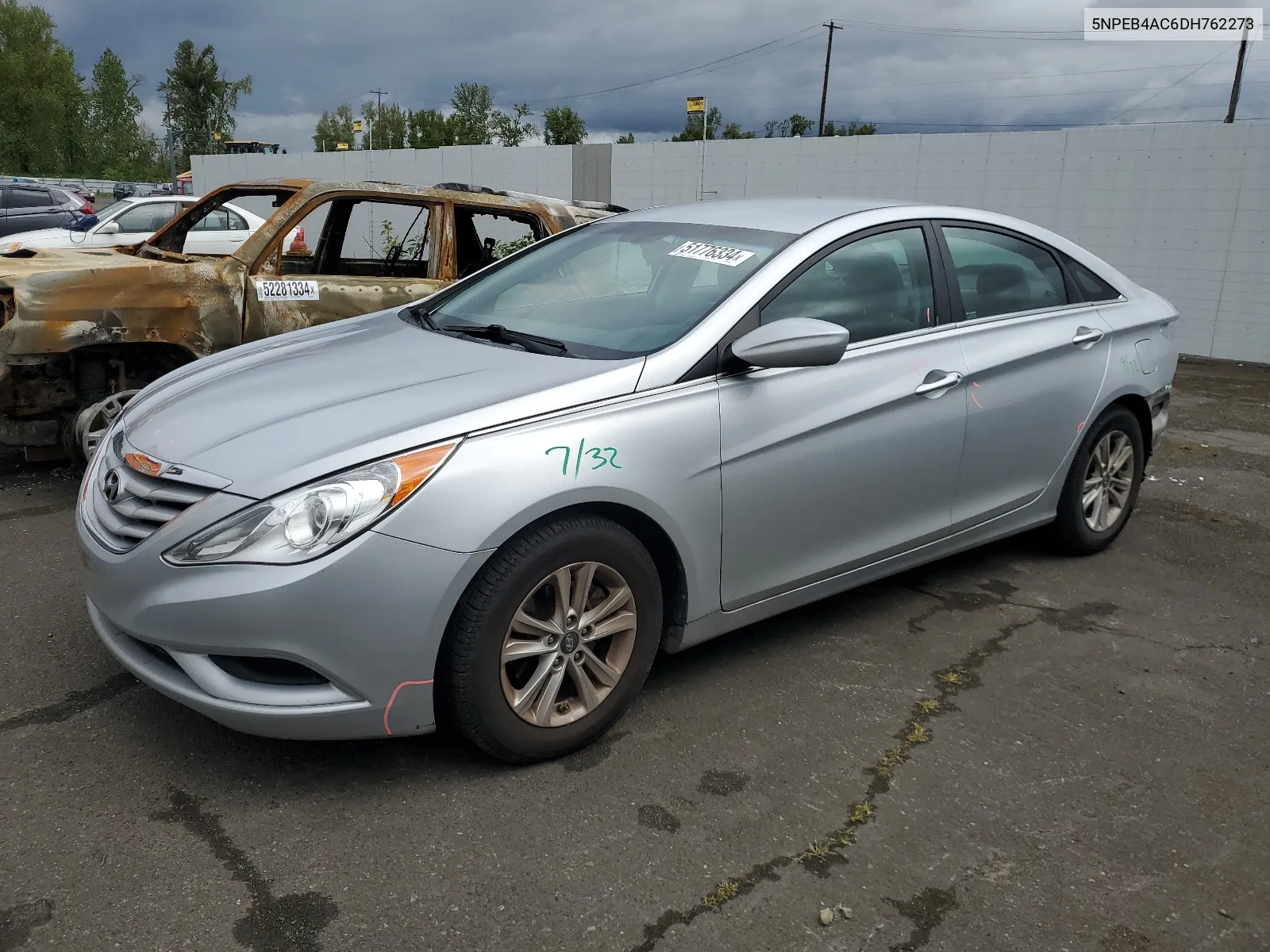 2013 Hyundai Sonata Gls VIN: 5NPEB4AC6DH762273 Lot: 51776334