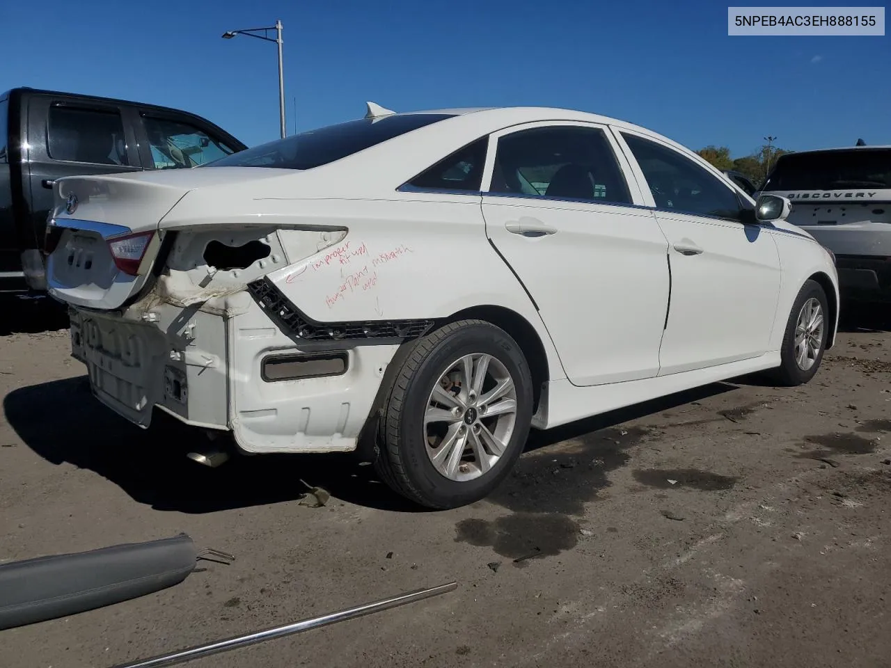 2014 Hyundai Sonata Gls VIN: 5NPEB4AC3EH888155 Lot: 74975414