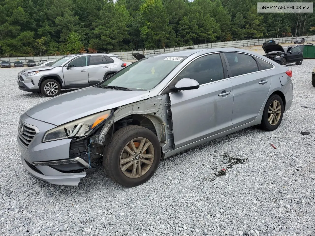 2015 Hyundai Sonata Se VIN: 5NPE24AF0FH008542 Lot: 63111294