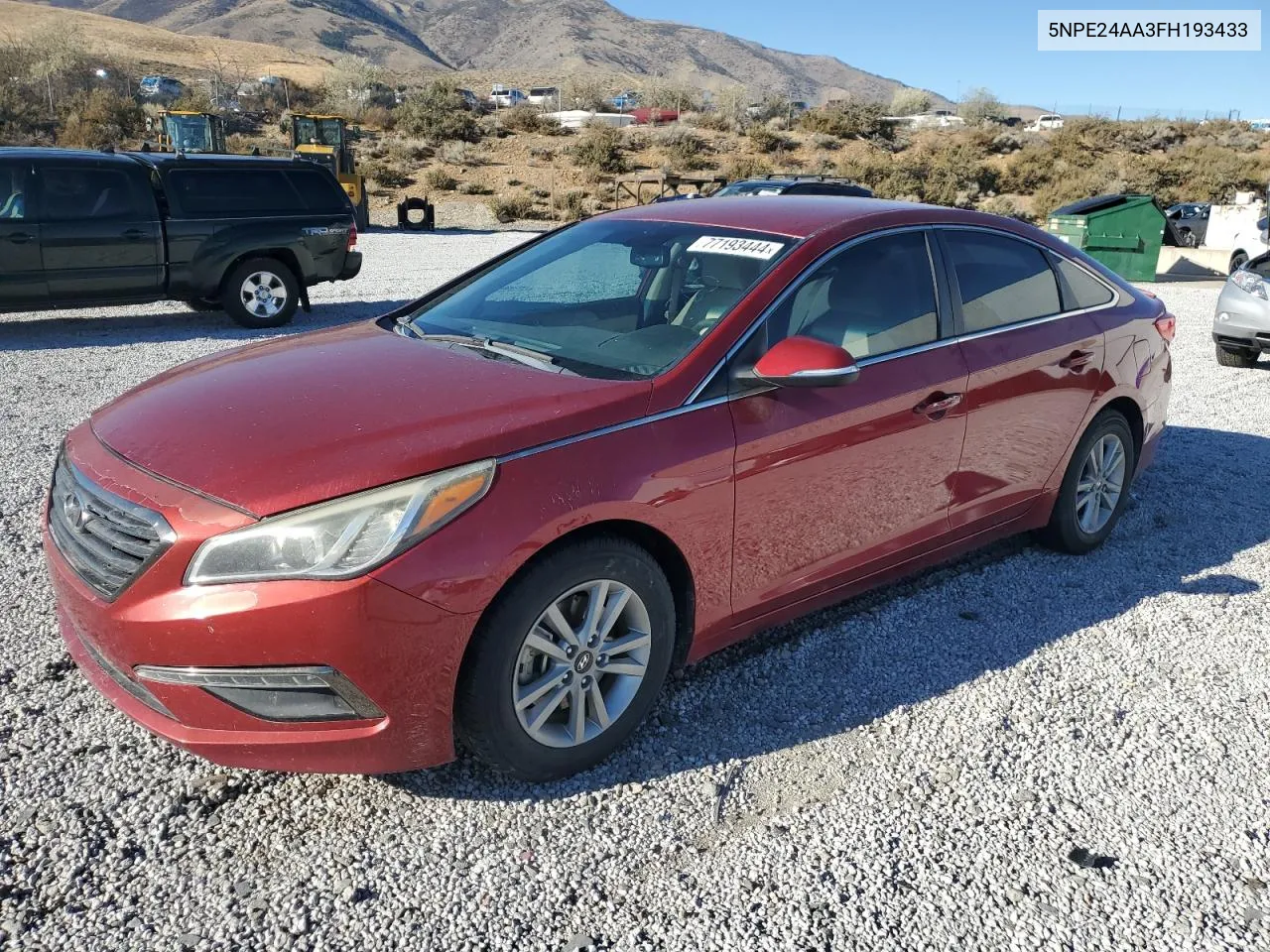 2015 Hyundai Sonata Eco VIN: 5NPE24AA3FH193433 Lot: 77193444