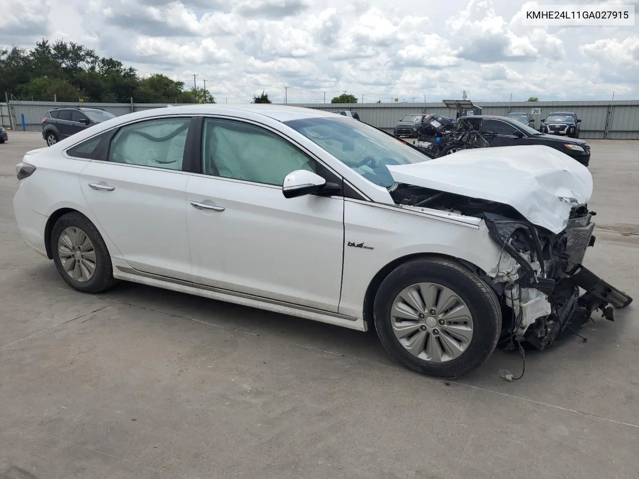 2016 Hyundai Sonata Hybrid VIN: KMHE24L11GA027915 Lot: 64677224