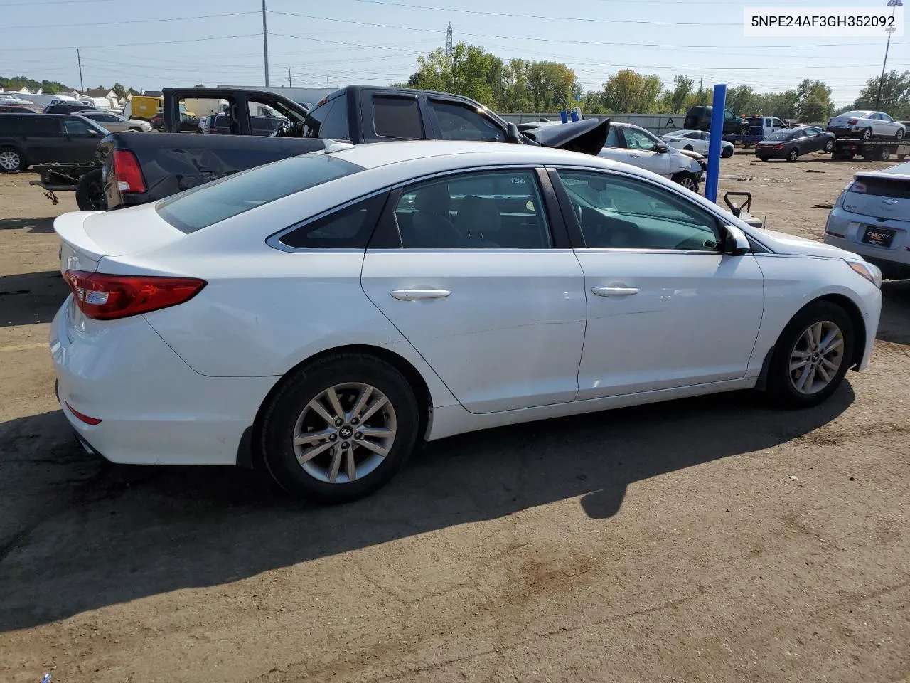 2016 Hyundai Sonata Se VIN: 5NPE24AF3GH352092 Lot: 69821944