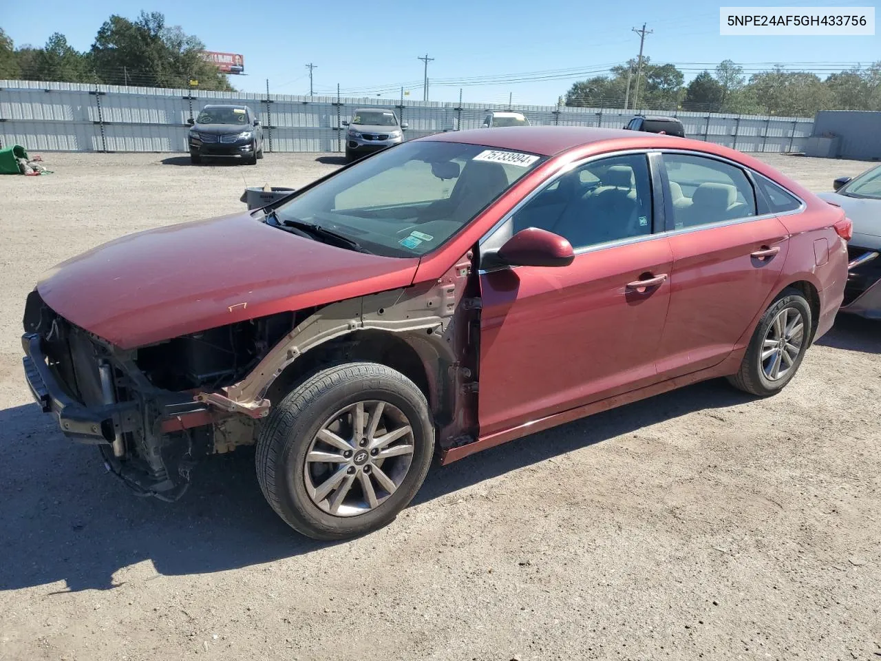 2016 Hyundai Sonata Se VIN: 5NPE24AF5GH433756 Lot: 75733994