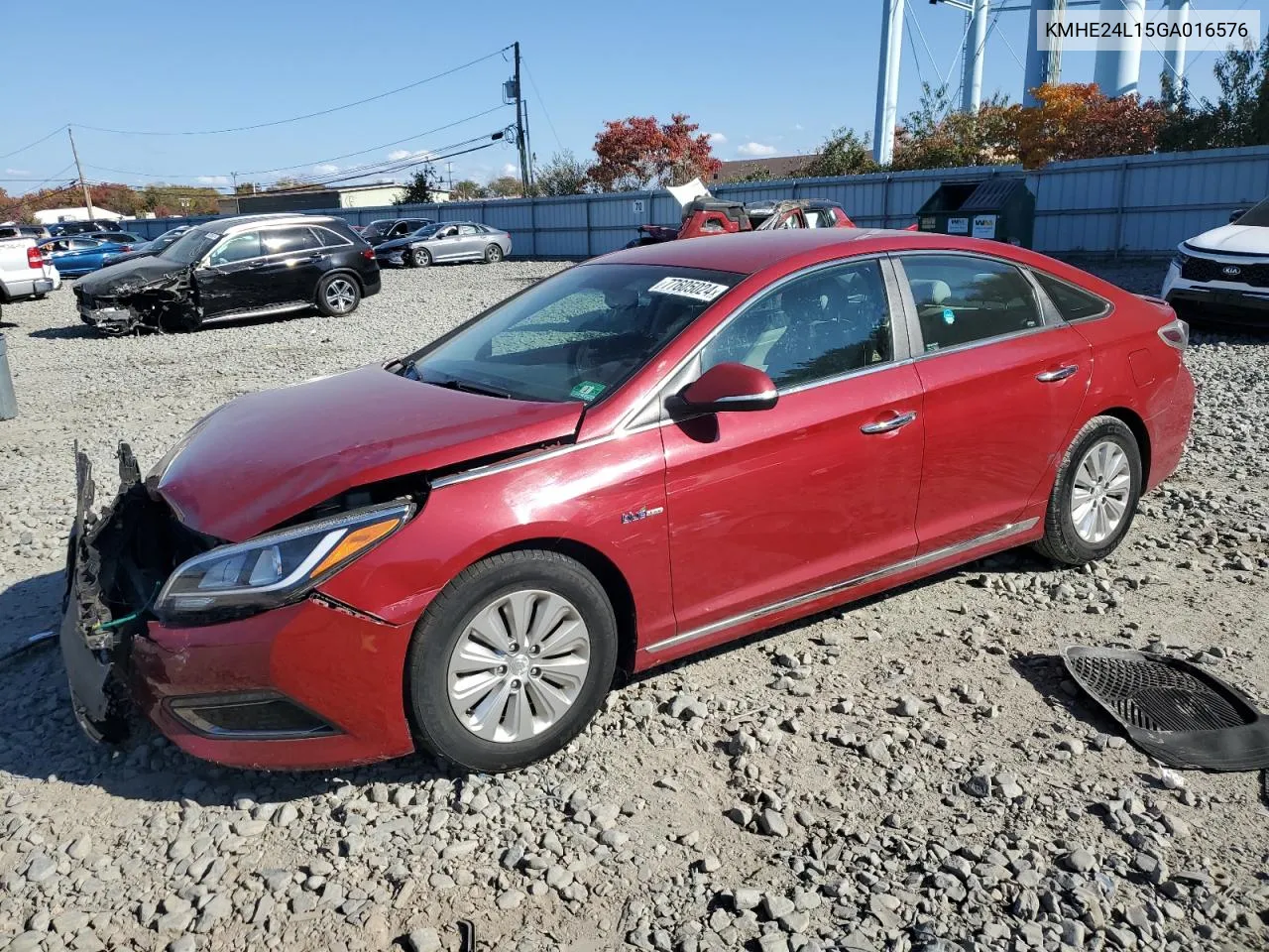 2016 Hyundai Sonata Hybrid VIN: KMHE24L15GA016576 Lot: 77605024