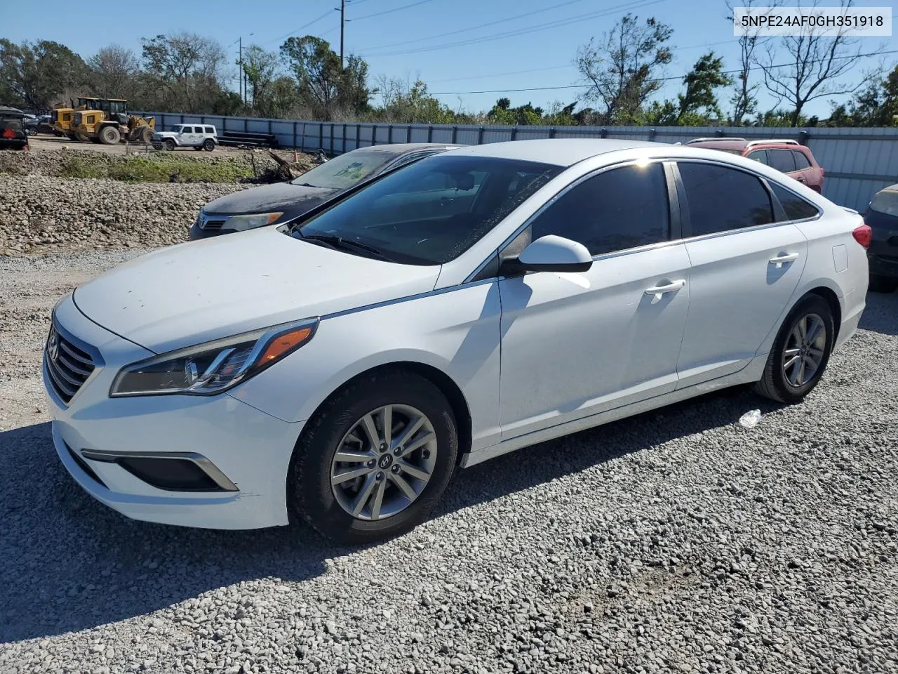 2016 Hyundai Sonata Se VIN: 5NPE24AF0GH351918 Lot: 80770494