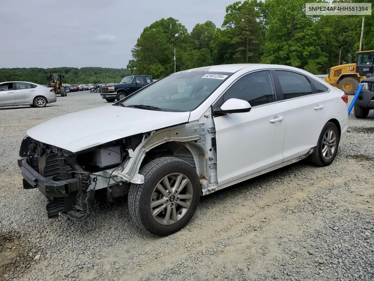 2017 Hyundai Sonata Se VIN: 5NPE24AF4HH551394 Lot: 52461204