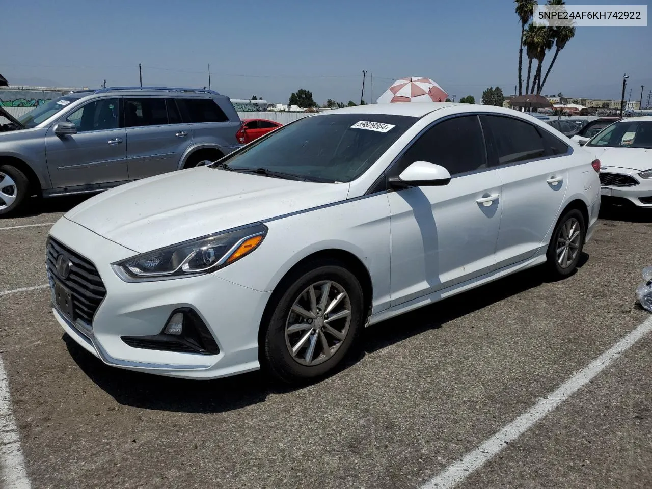 2019 Hyundai Sonata Se VIN: 5NPE24AF6KH742922 Lot: 59829364