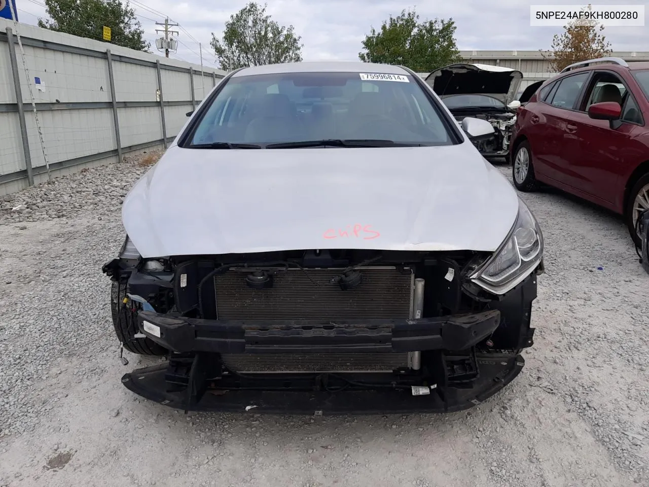 2019 Hyundai Sonata Se VIN: 5NPE24AF9KH800280 Lot: 75996814