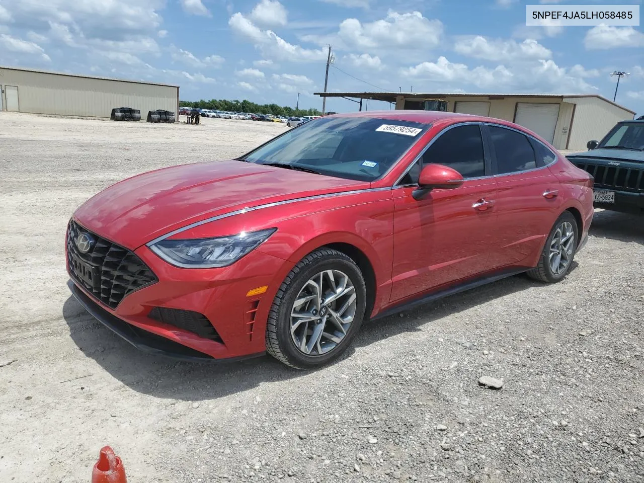 2020 Hyundai Sonata Sel VIN: 5NPEF4JA5LH058485 Lot: 59579254