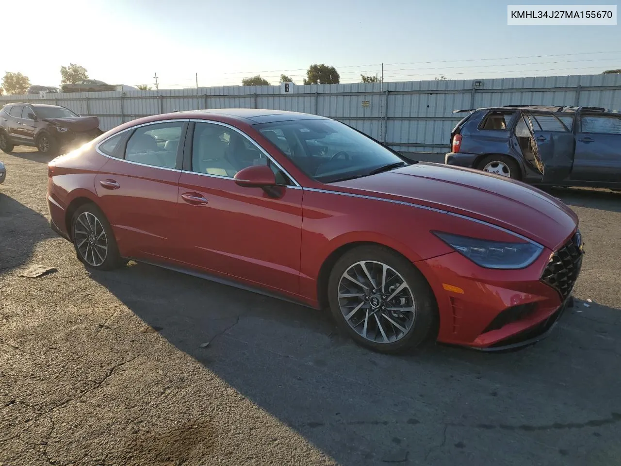 2021 Hyundai Sonata Limited VIN: KMHL34J27MA155670 Lot: 73886074