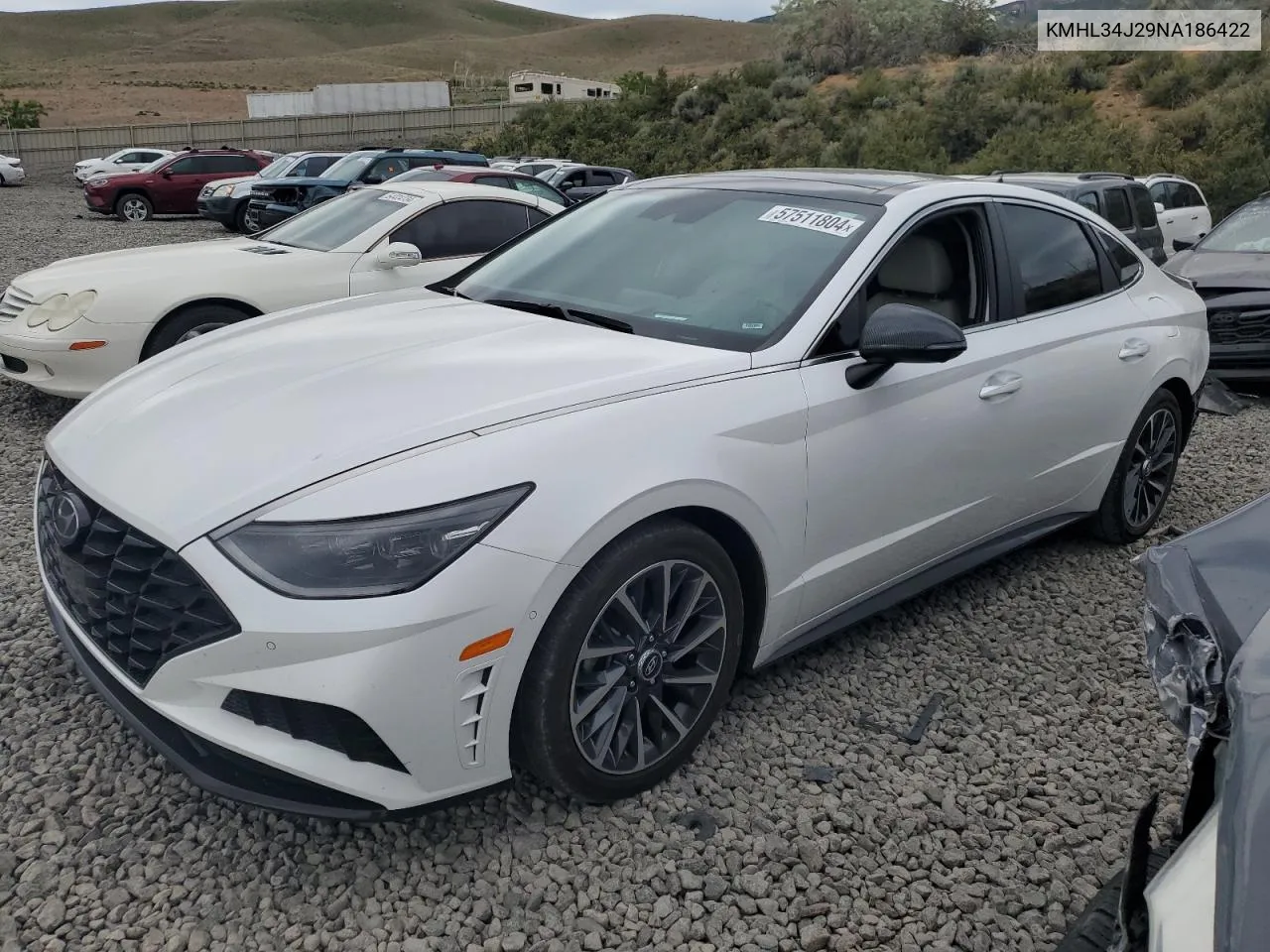 2022 Hyundai Sonata Limited VIN: KMHL34J29NA186422 Lot: 57511804