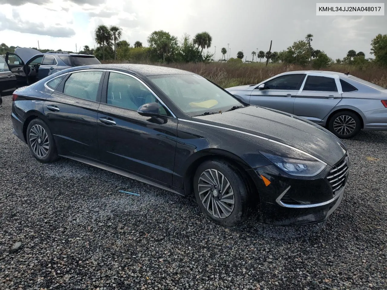 2022 Hyundai Sonata Hybrid VIN: KMHL34JJ2NA048017 Lot: 74086274