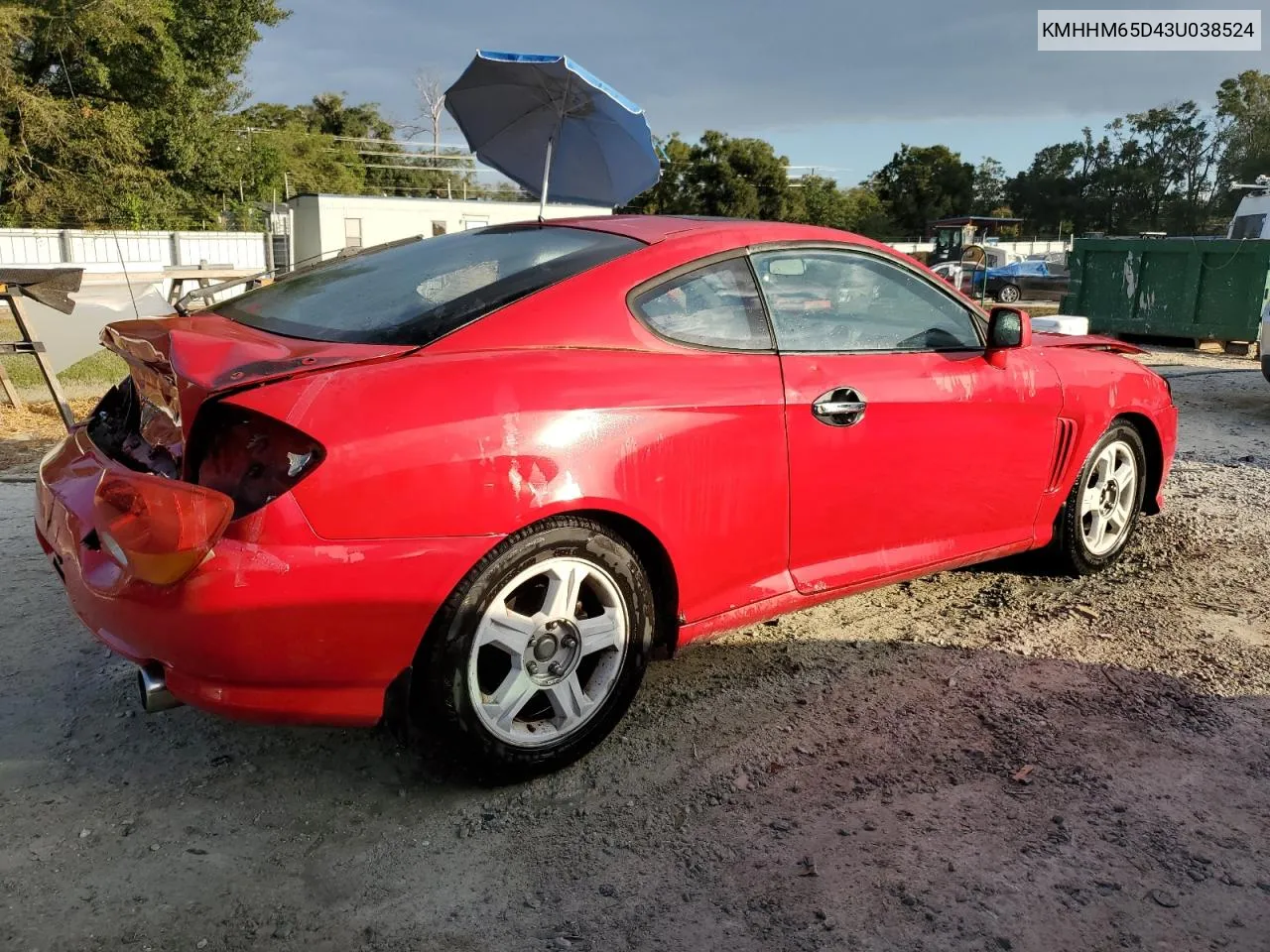 2003 Hyundai Tiburon VIN: KMHHM65D43U038524 Lot: 80569804