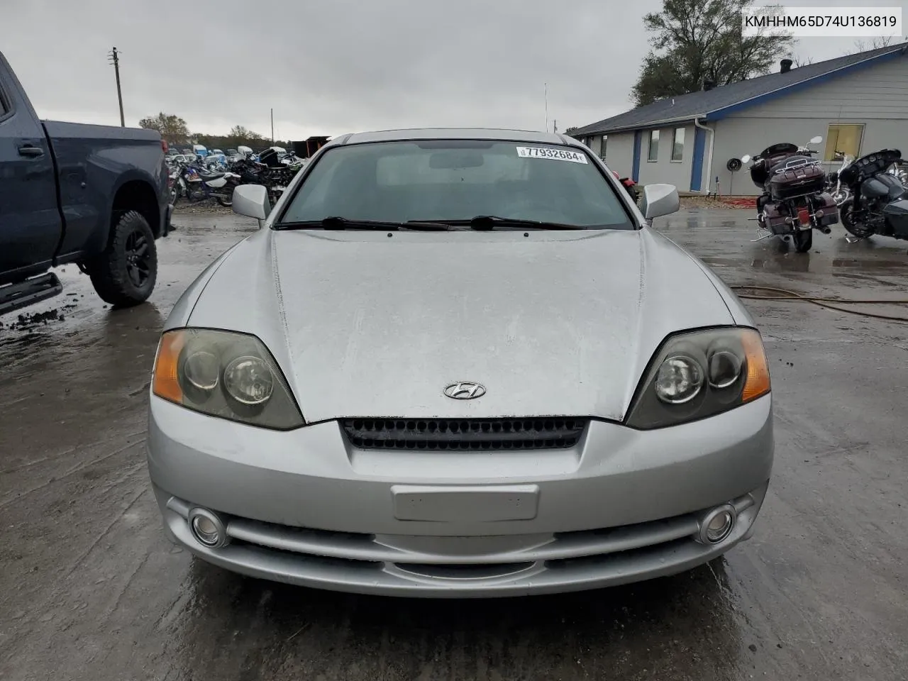 2004 Hyundai Tiburon VIN: KMHHM65D74U136819 Lot: 77932684