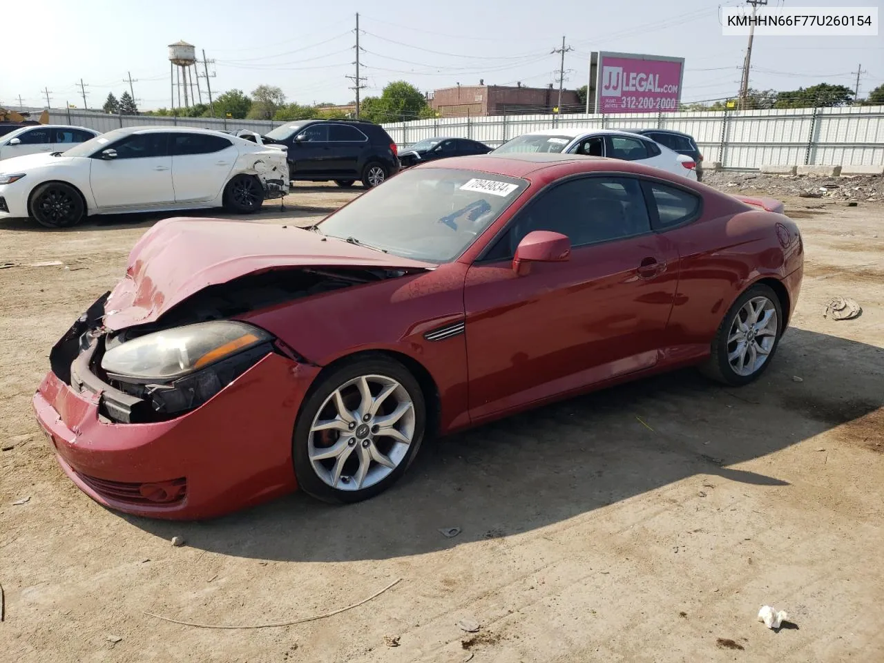 2007 Hyundai Tiburon Gt VIN: KMHHN66F77U260154 Lot: 70949834