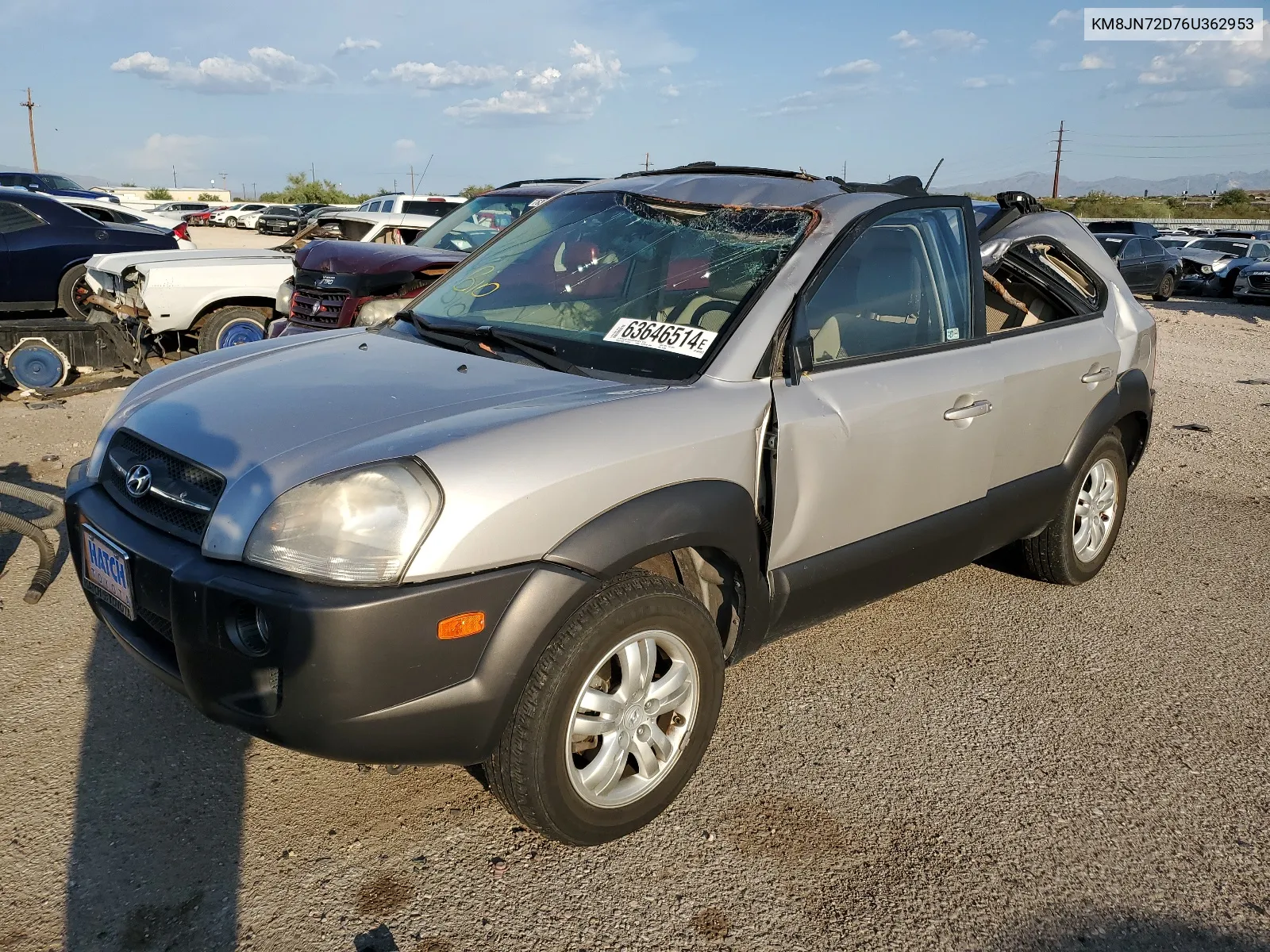 2006 Hyundai Tucson Gls VIN: KM8JN72D76U362953 Lot: 63646514