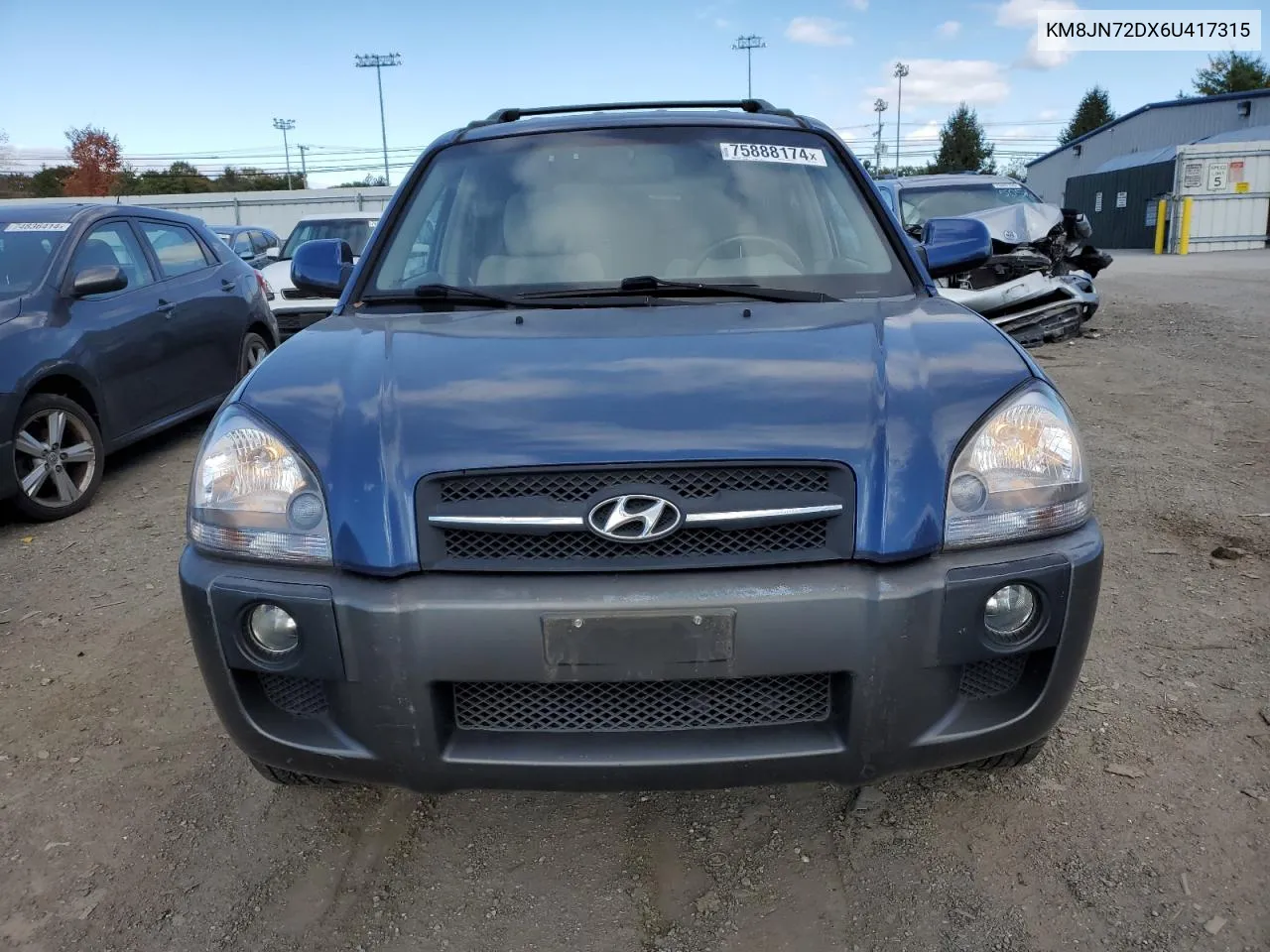 2006 Hyundai Tucson Gls VIN: KM8JN72DX6U417315 Lot: 75888174