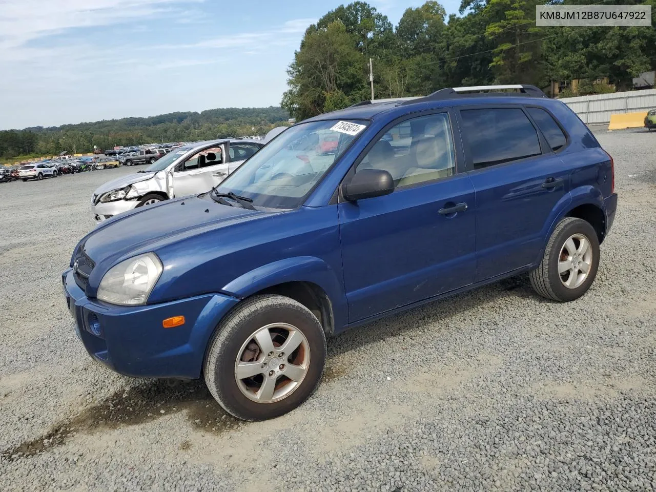 2007 Hyundai Tucson Gls VIN: KM8JM12B87U647922 Lot: 71345074