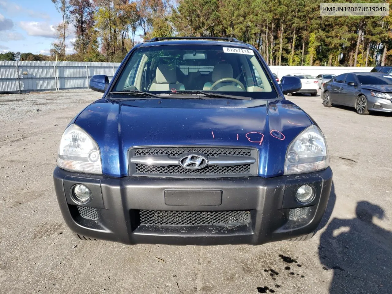 2007 Hyundai Tucson Se VIN: KM8JN12D67U619048 Lot: 81087214