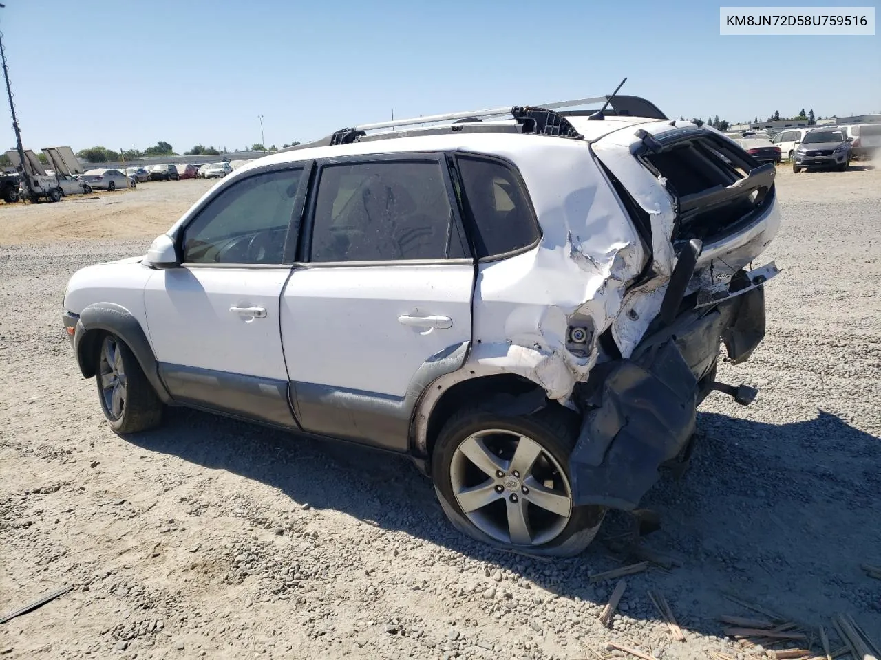 2008 Hyundai Tucson Se VIN: KM8JN72D58U759516 Lot: 68510394