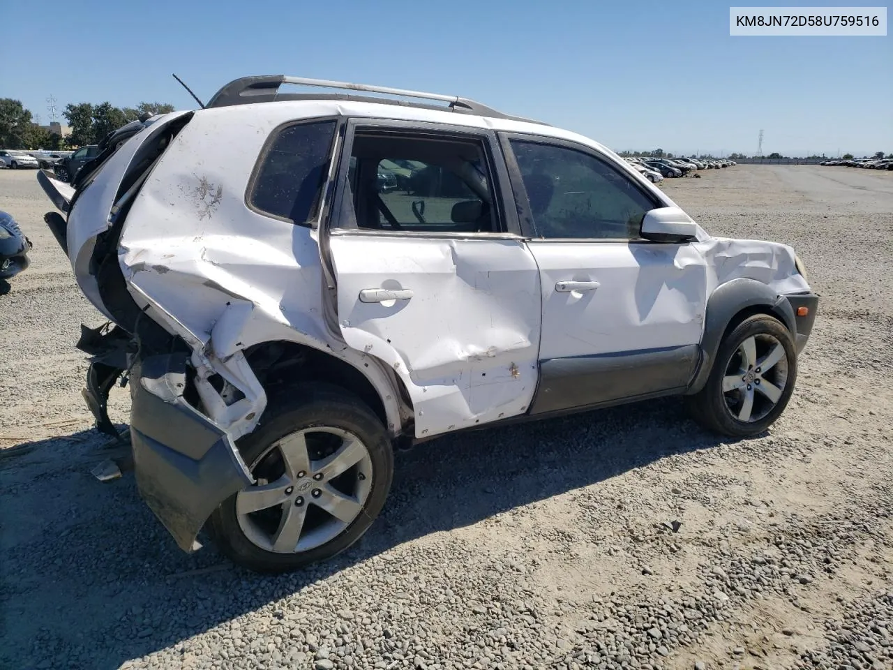 2008 Hyundai Tucson Se VIN: KM8JN72D58U759516 Lot: 68510394