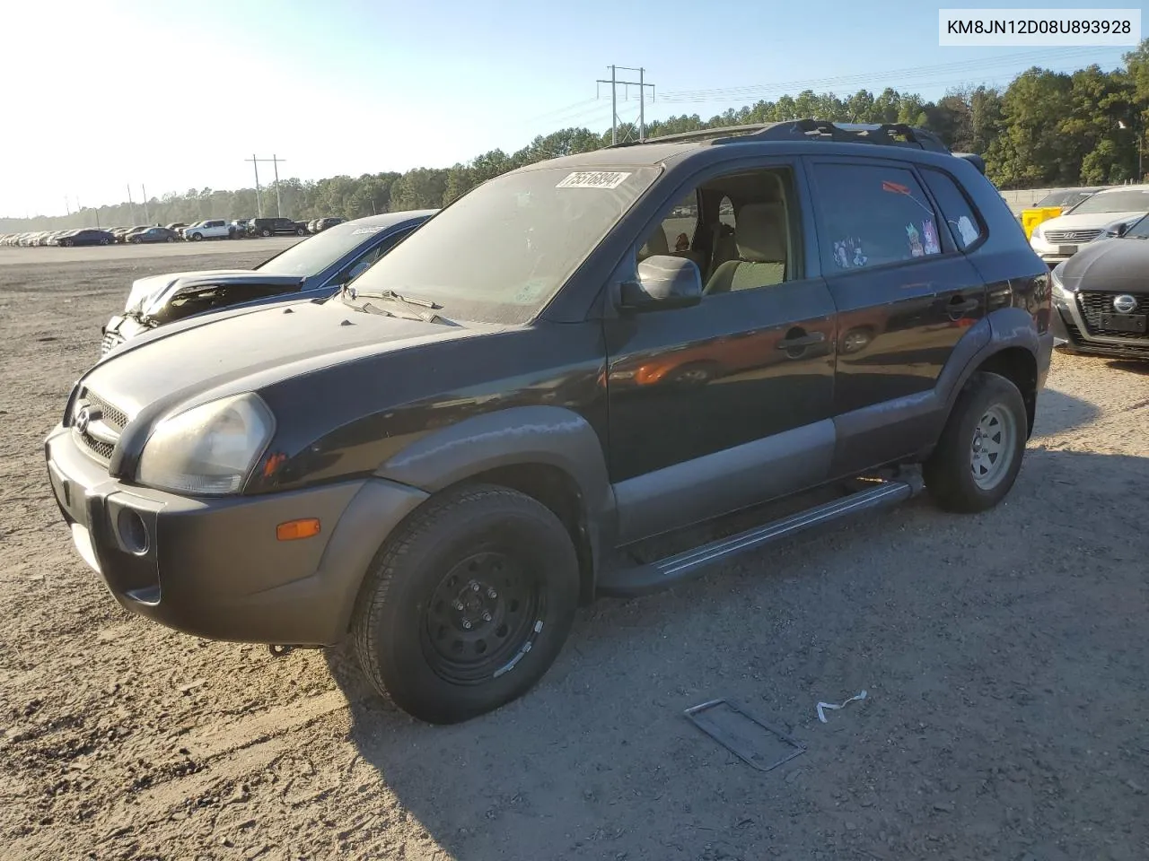 2008 Hyundai Tucson Se VIN: KM8JN12D08U893928 Lot: 75516894