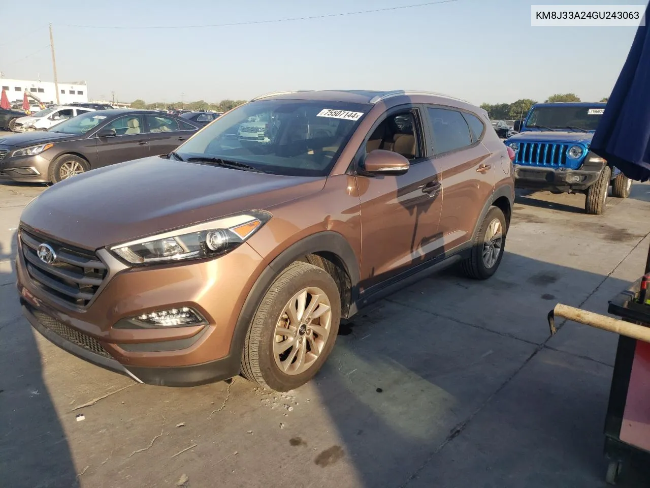 2016 Hyundai Tucson Limited VIN: KM8J33A24GU243063 Lot: 75507144