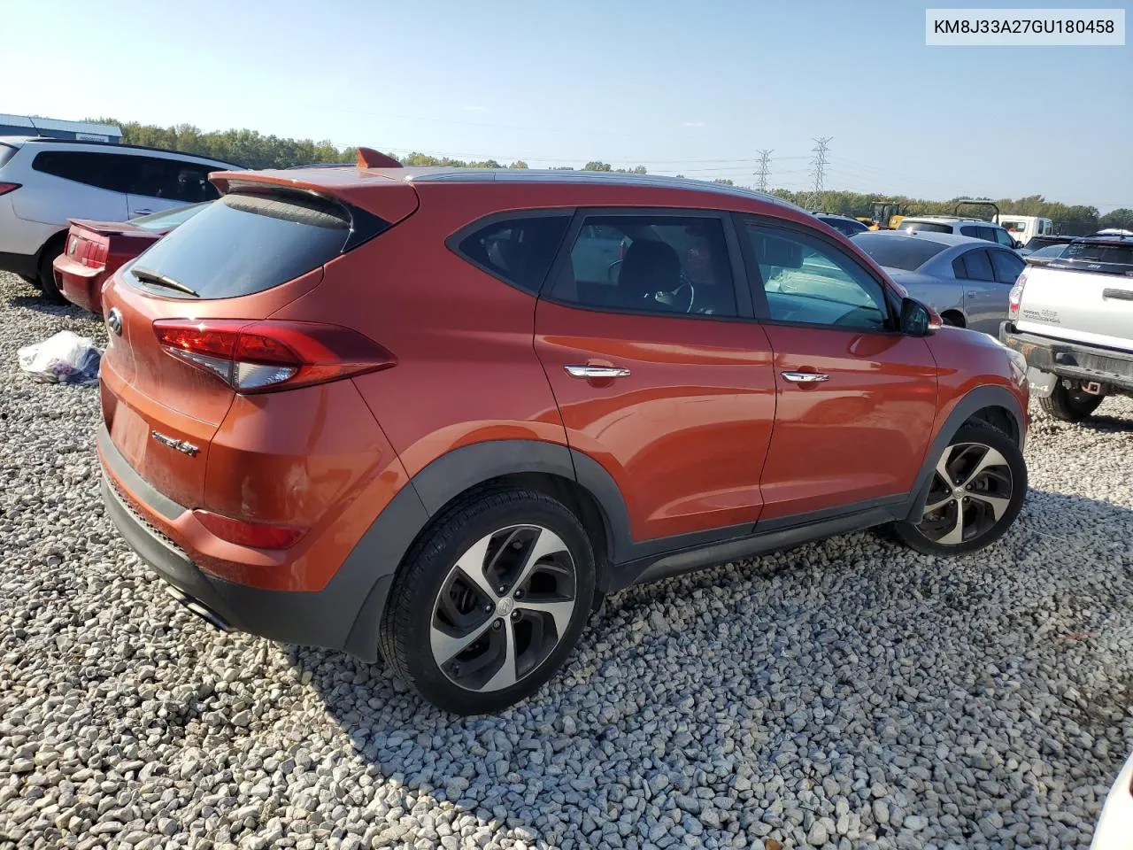 2016 Hyundai Tucson Limited VIN: KM8J33A27GU180458 Lot: 77101164