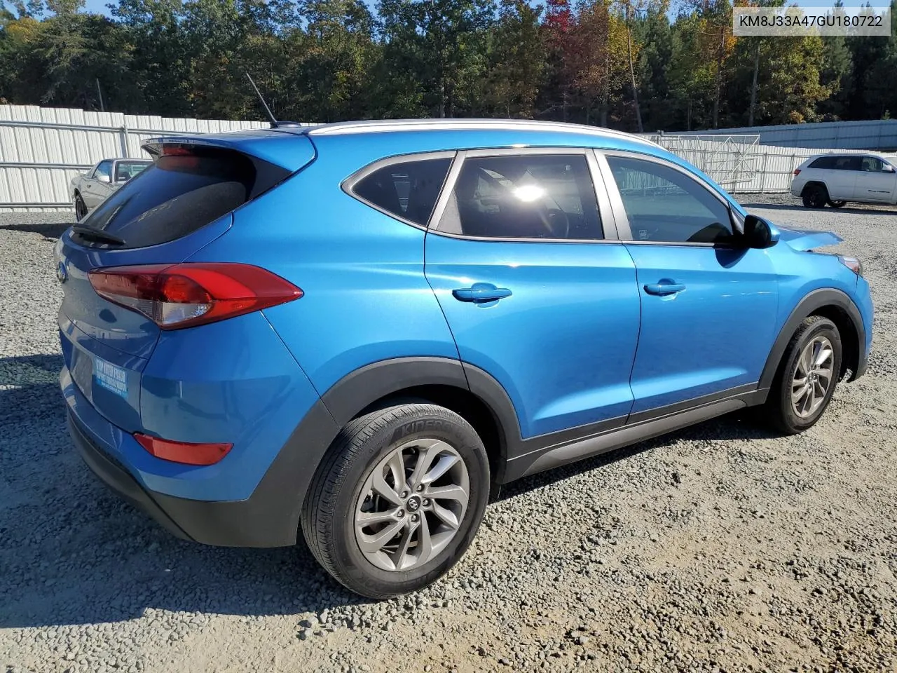 2016 Hyundai Tucson Limited VIN: KM8J33A47GU180722 Lot: 77458084