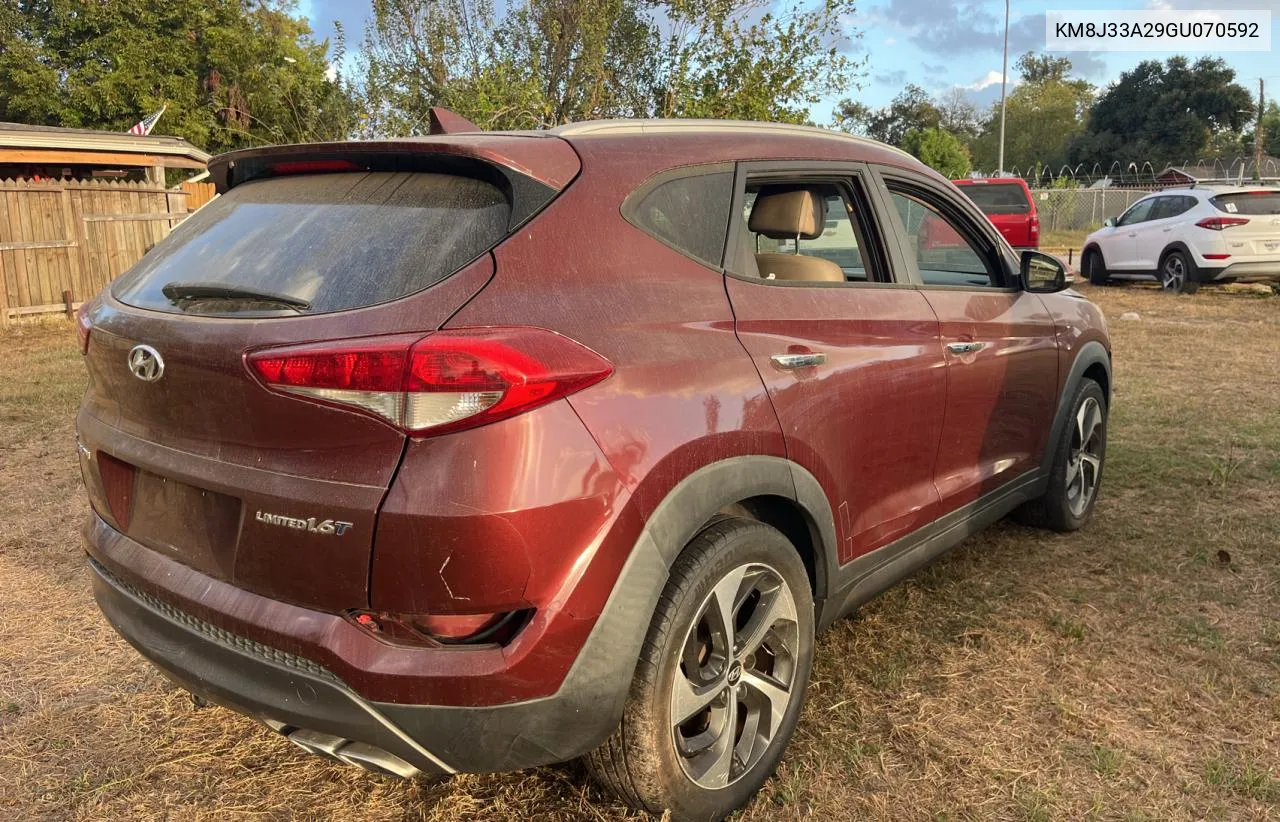 2016 Hyundai Tucson Limited VIN: KM8J33A29GU070592 Lot: 78752224