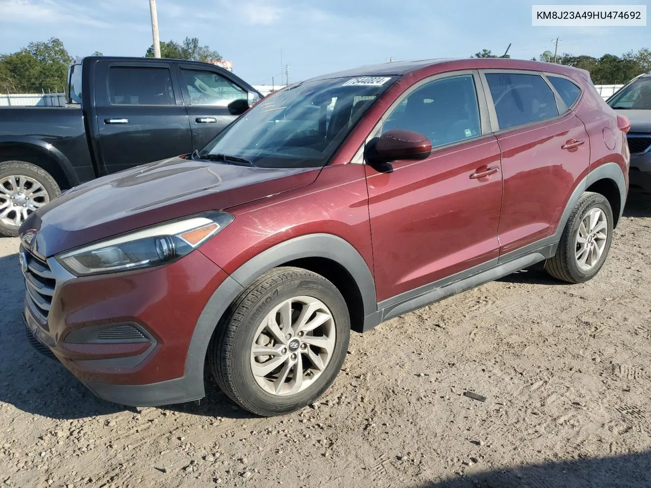 2017 Hyundai Tucson Se VIN: KM8J23A49HU474692 Lot: 75440824