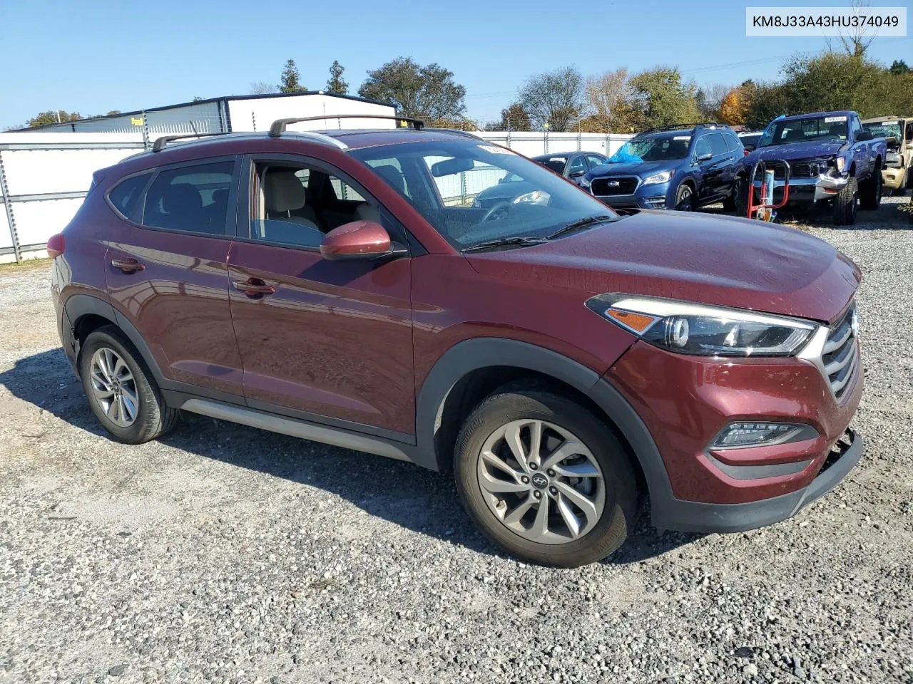 2017 Hyundai Tucson Limited VIN: KM8J33A43HU374049 Lot: 78243284